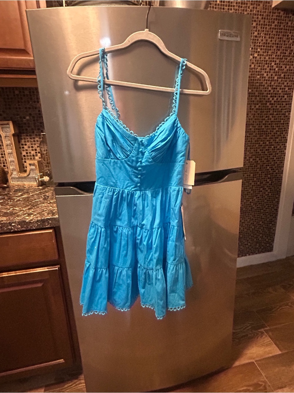 Bright Turquoise Tiered Sundress